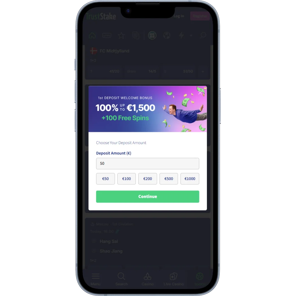 TrustStake Casino first deposit