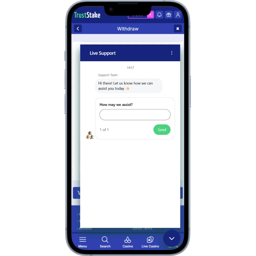 TrustStake Casino Help and support