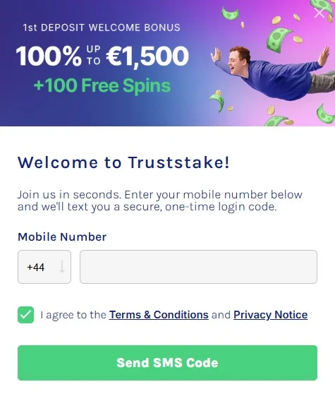 TrustStake Casino registr